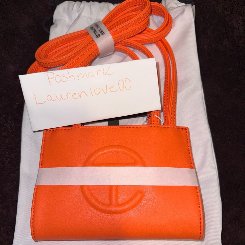 Orange Telfar Small shopping bag